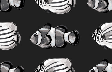 Wall Mural - Seamless marine sea pattern.