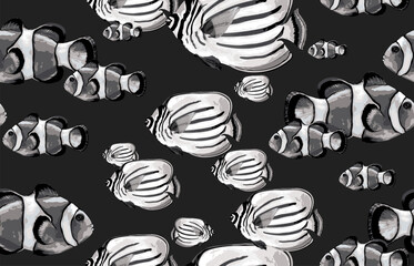Wall Mural - Seamless marine sea pattern.