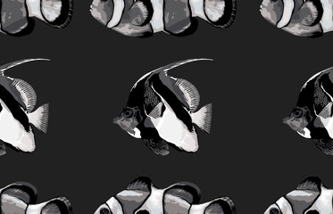 Wall Mural - Seamless marine sea pattern.