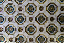 Ornate Ceiling Tiles In Blue And Gold