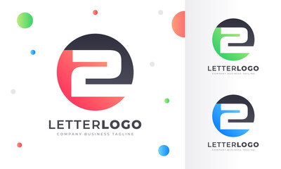 colorful gradient number 2 two letter logo rounded circle logo design template for property, restaur