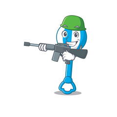 Sticker - A cartoon picture of Army rattle toy holding machine gun