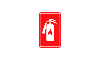 Wall Mural - Red Fire extinguisher. Firefighters tools for flame fighting attention colored vector symbol for fire station,Fire extinguisher sign, vector illustration