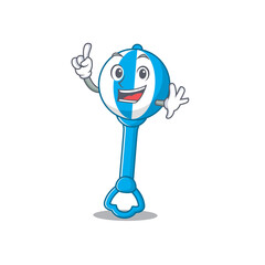 Sticker - Rattle toy caricature design style with one finger gesture