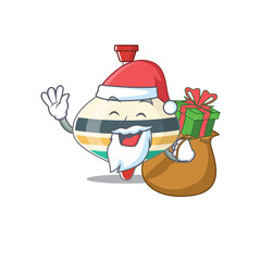 Sticker - Cartoon design of top toy Santa having Christmas gift