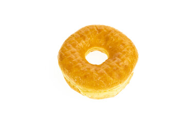 sugary donuts on white background.