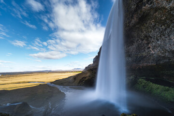  One of the most famous waterfalls in Iceland called Seljalandsfoss is located in the Golden Circle and is easy accessible from the Ring Road