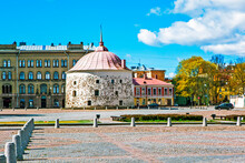 Market Square. Round Tower. Vyborg. Leningrad Region. Russia