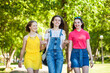 © Andrey_Arkusha - Three young women are walking in a summer park