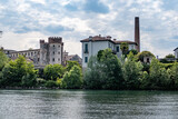 Fototapeta Do pokoju - Panorami del fiume Adda tra Vaprio e Fara Gera, Lombardia