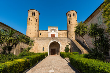 Wall Mural - Italy, front of Italian medieval church,