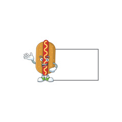 Poster - A caricature drawing of hotdog with board