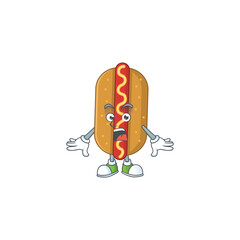 Sticker - A caricature concept design of hotdog with a surprised gesture