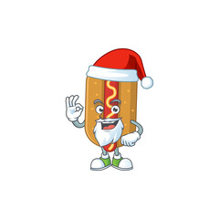 Canvas Print - Hotdog Santa cartoon design concept with ok finger