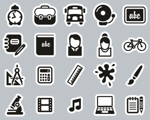 Canvas Print - School Or Education Icons Black & White Sticker Set Big