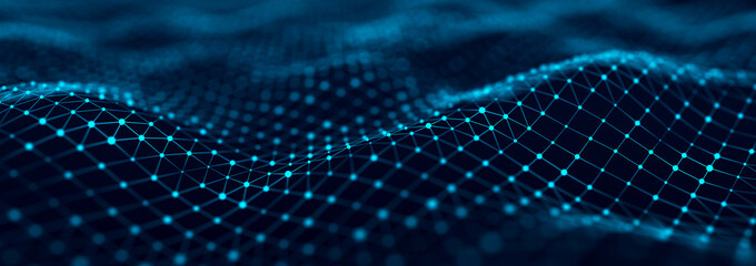 The structure of the network connection of points and lines. Data technology. Digital background. 3D rendering.