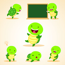 Humorous Turtles. Vector Illustration Of Turtles In Different Expressions.