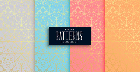 Sticker - geometric pastel color gold pattern set of four