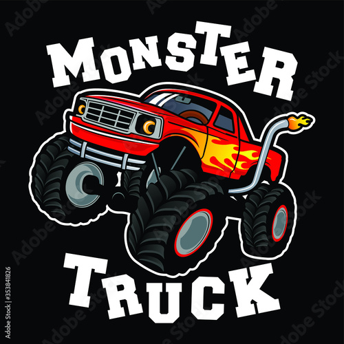 Dekoracja na wymiar  monster-truck-wektor-inspiracja-do-projektowania-logo-element-projektu-do-logo-plakatu-karty-banera