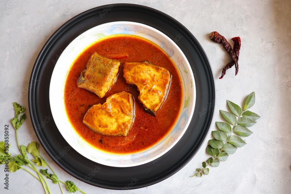 Indian Food - Homemade Spicy and tangy rohu or rui fish curry. Bangali ...