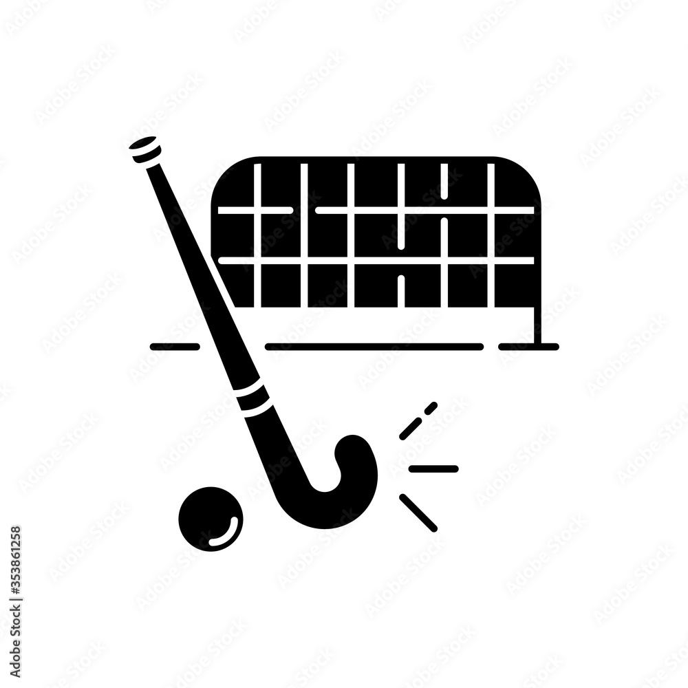 Field hockey black glyph icon. Indian national game. Active pastime ...