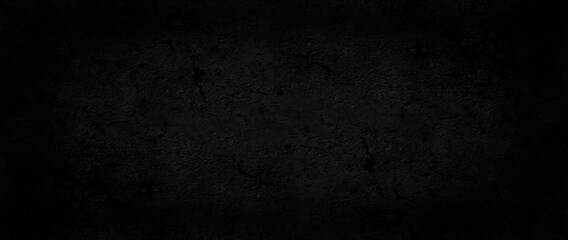 panorama black concrete background wall, abstract grunge loft texture