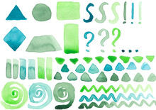 Trendy Abstract Watercolor Pattern With Question Marks.
