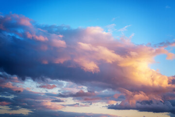 sunset with blue sky - retro vintage filter effect, beautiful nature background
