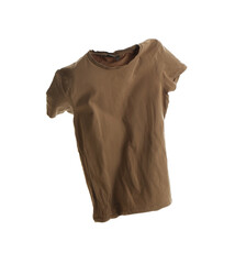brown t-shirt isolated on white. stylish clothes
