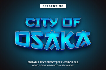 Wall Mural - Editable text effect - City of osaka metallic blue style