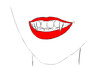 Hand-drawn animation: close-up Smile with vampire fangs