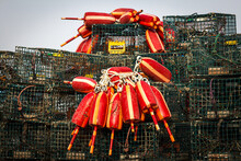 Lobster Traps And Buoys, Maine, USA