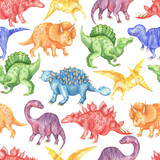 Fototapeta Pokój dzieciecy - Pattern of rainbow dinosaurs