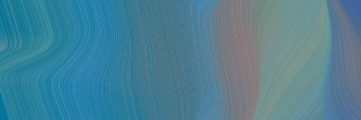Leinwandbilder - abstract flowing horizontal header with blue chill, dark cyan and gray gray colors. fluid curved flowing waves and curves for poster or canvas