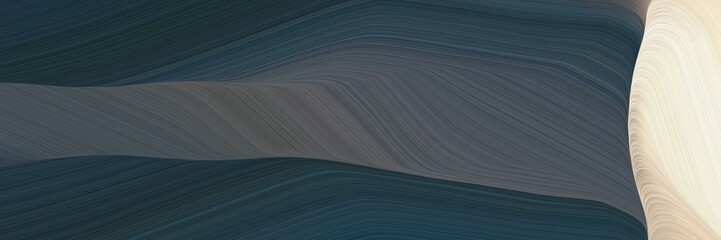 Poster - abstract decorative designed horizontal banner with dark slate gray, antique white and old lavender colors. fluid curved lines with dynamic flowing waves and curves for poster or canvas