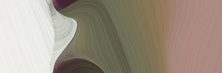 Poster - abstract moving designed horizontal banner with pastel brown, linen and very dark violet colors. fluid curved lines with dynamic flowing waves and curves for poster or canvas