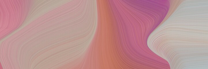 Poster - abstract surreal horizontal banner with rosy brown, antique fuchsia and silver colors. fluid curved lines with dynamic flowing waves and curves for poster or canvas