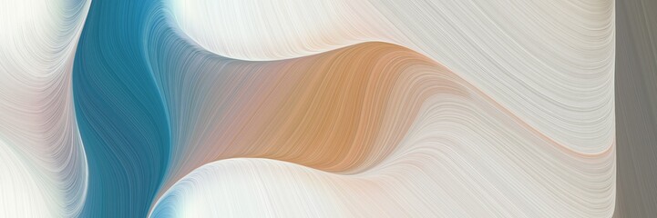Poster - abstract moving horizontal header with pastel gray, light gray and teal blue colors. fluid curved lines with dynamic flowing waves and curves for poster or canvas