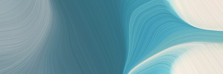 Aufkleber - abstract moving designed horizontal header with blue chill, antique white and teal blue colors. fluid curved lines with dynamic flowing waves and curves for poster or canvas