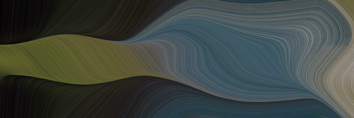 Poster - abstract flowing horizontal header with dark slate gray, very dark green and gray gray colors. fluid curved lines with dynamic flowing waves and curves for poster or canvas