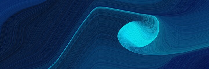 Poster - abstract flowing designed horizontal header with very dark blue, dark turquoise and teal colors. fluid curved lines with dynamic flowing waves and curves for poster or canvas