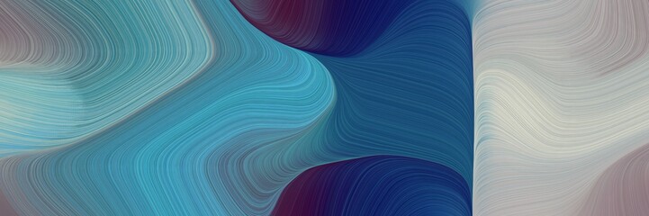 Aufkleber - abstract surreal designed horizontal header with teal blue, ash gray and midnight blue colors. fluid curved lines with dynamic flowing waves and curves for poster or canvas