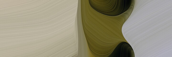 Poster - abstract colorful horizontal header with dark gray, very dark green and dark olive green colors. fluid curved flowing waves and curves for poster or canvas