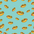 Seamless Pattern / Fast Food / Hot Dog / Vegan