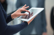 © ASDF - close up. digital tablet in the hands of a business woman
