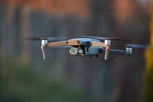 Camera Drone In Flight Closeup Outdoor Flying