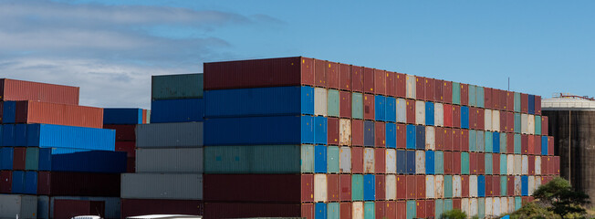 shipping container storage yard on a sunny day