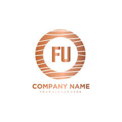 FU Initial Letter circle wood logo template vector