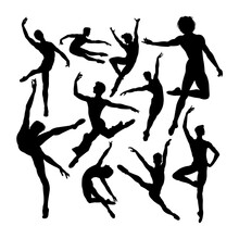Attractive Male Ballet Dancer Silhouettes. Good Use For Symbol, Logo, Web Icon, Mascot, Sign, Or Any Design You Want.
