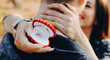 © Strelciuc - Successful asking for marriage of a caucasian man with red ring box embraced by his future wife